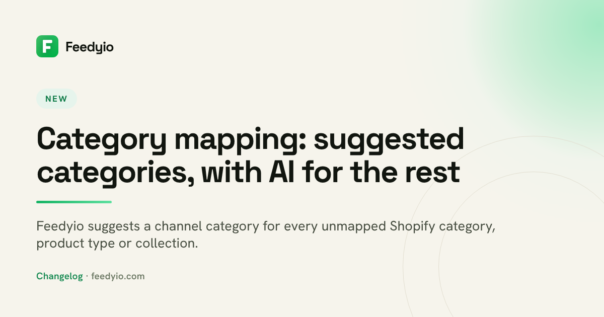 Category mapping: suggested categories, with AI for the rest